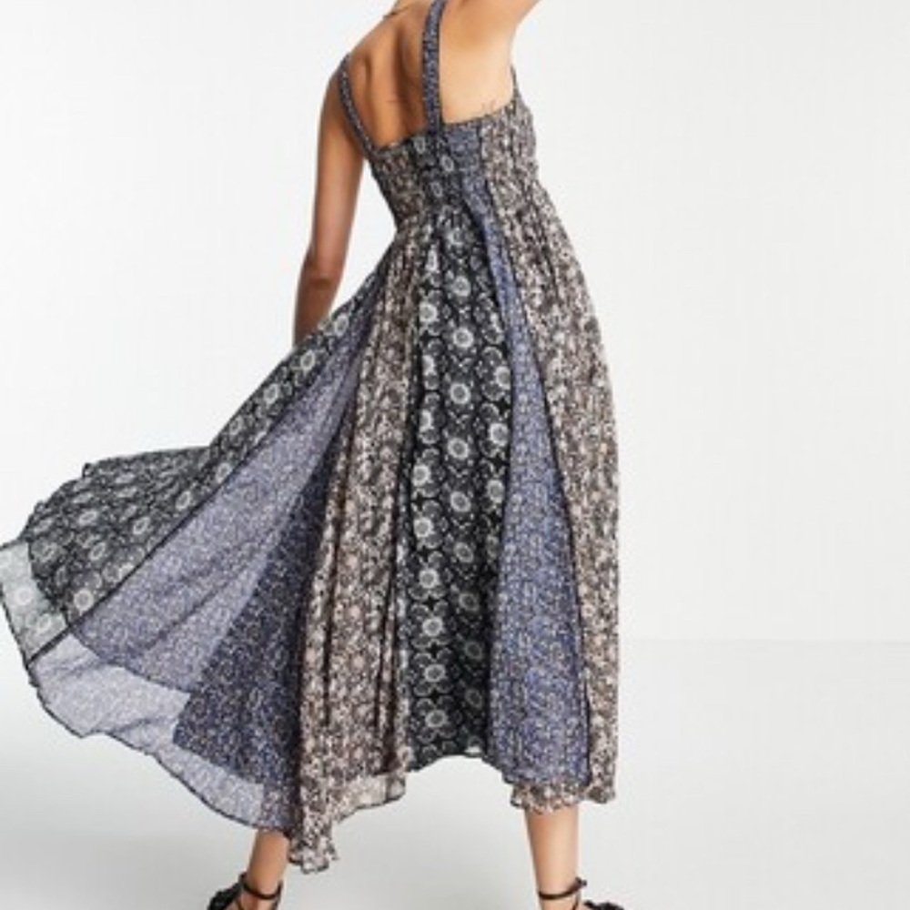 FREE PEOPLE Come Together Maxi Dress Black Blue Medium - Picture 2 of 8